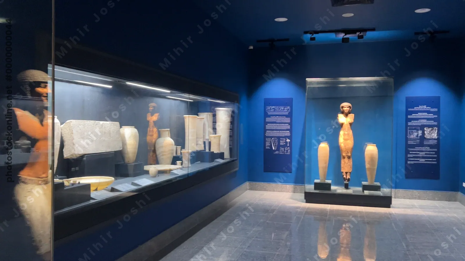 Saqqara, Egypt - Feb 5, 2024: collection of ancient Egyptian artifacts on display at the Imhotep Museum near Saqqara, showcasing the rich history and craftsmanship of the Old Kingdom.