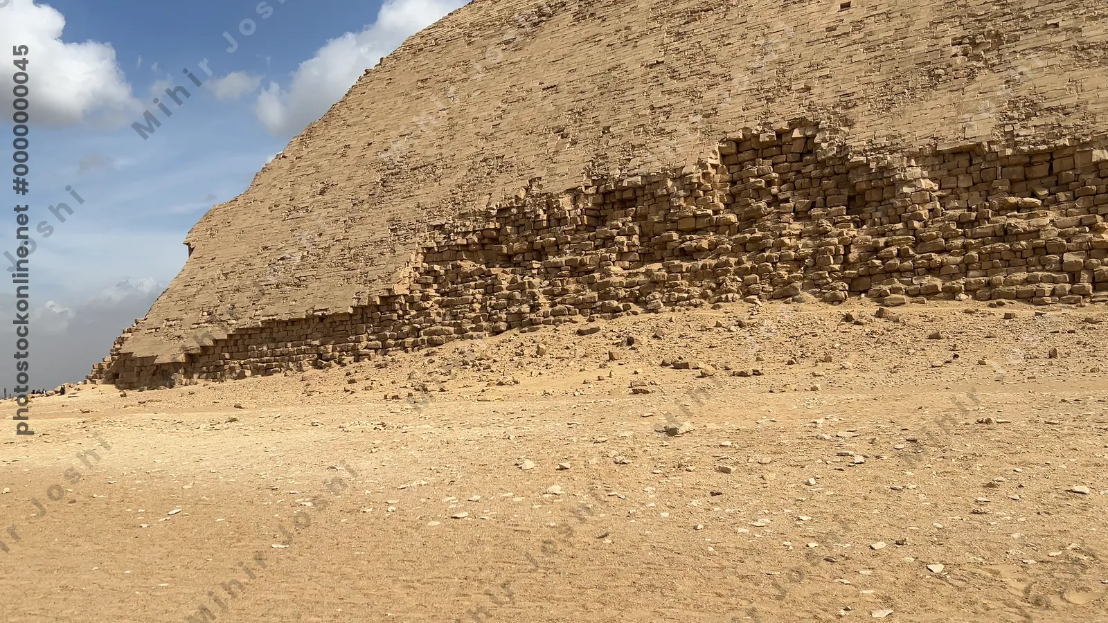 Dahshur, Egypt - Feb 5, 2024: View of Red Pyramid in the foreground with the Bent Pyramid in the background at Dahshur, both built by Pharaoh Sneferu during Old Kingdom.