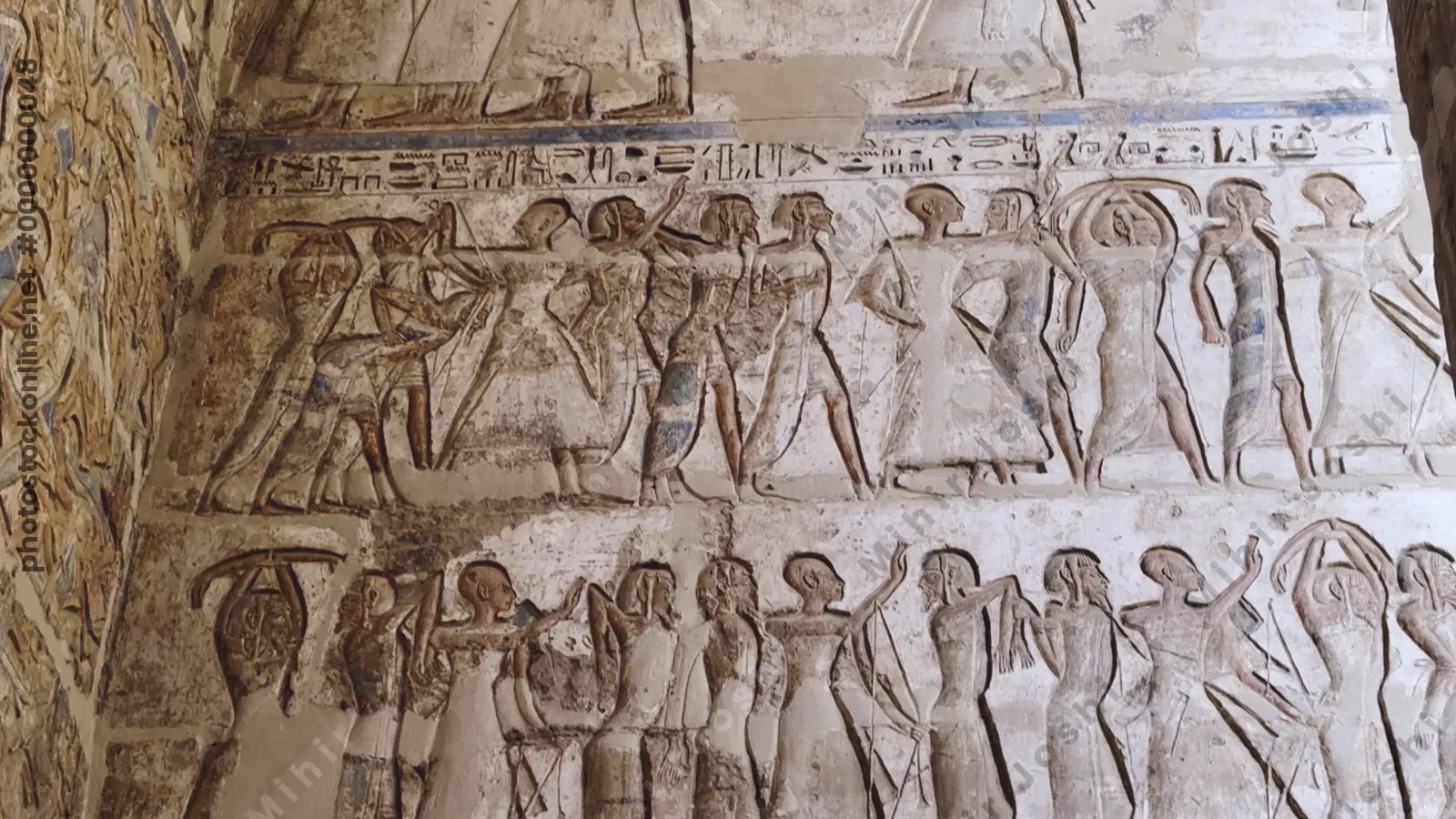 Victory reliefs on the walls of Medinet Habu Temple, Luxor