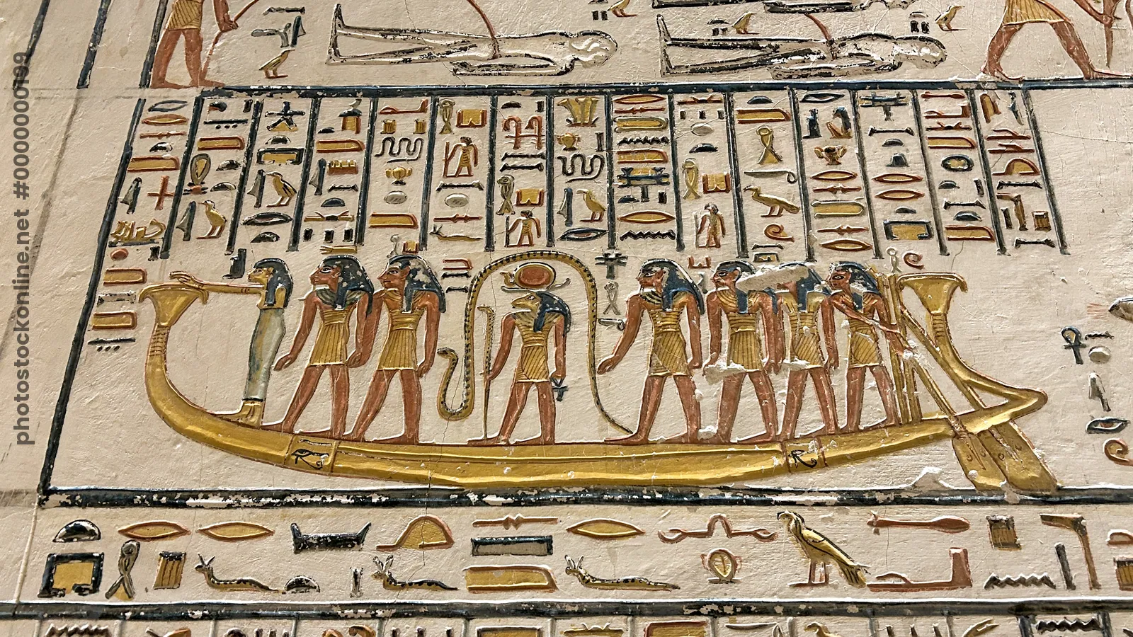 Solar barque with sun god and deities, Tomb of Ramesses V and VI Valley of Kings