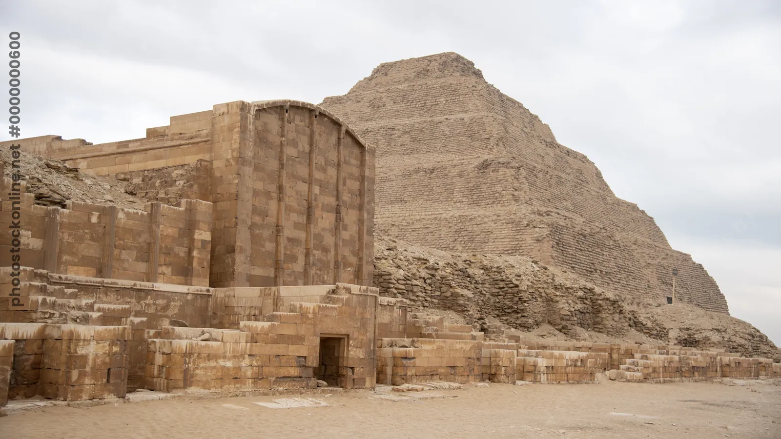 Saqqara,Egypt - Feb 5, 2024: The Step Pyramid of Djoser at Saqqara, Egypt an ancient architectural marvel from Egypt's Old Kingdom period.