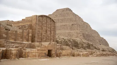 Saqqara,Egypt - Feb 5, 2024: The Step Pyramid of Djoser at Saqqara, Egypt an ancient architectural marvel from Egypt's Old Kingdom period.