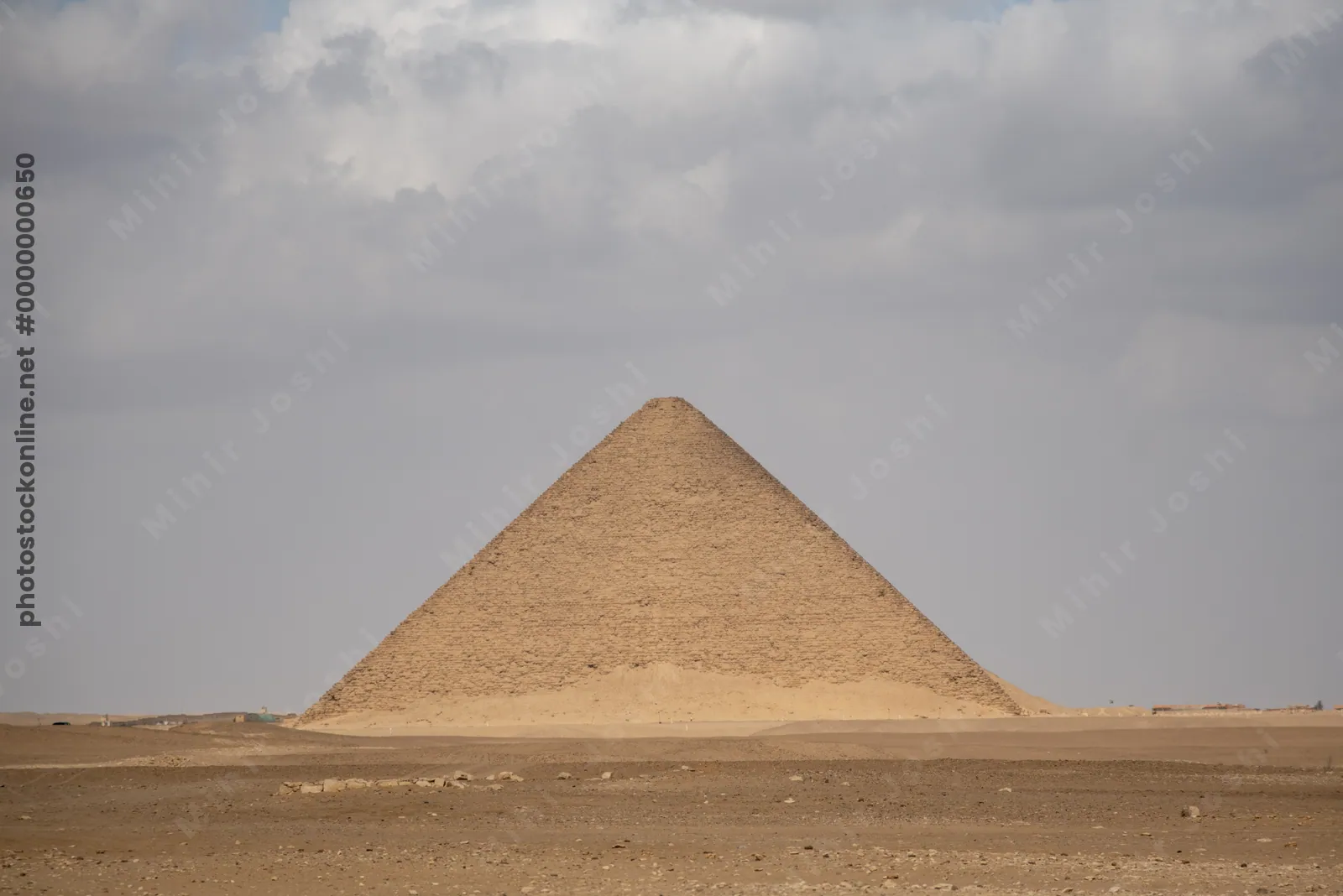 Dahshur, Egypt - Feb 5, 2024: The Red Pyramid, also known as the North Pyramid, is the largest pyramid at Dahshur, built by Pharaoh Sneferu during Old Kingdom.