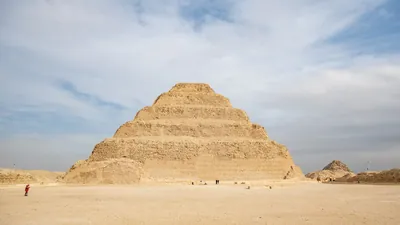 Saqqara, Egypt - Feb 5, 2024: The Step Pyramid of Djoser at Saqqara, Egypt an ancient architectural marvel from Egypt's Old Kingdom period.