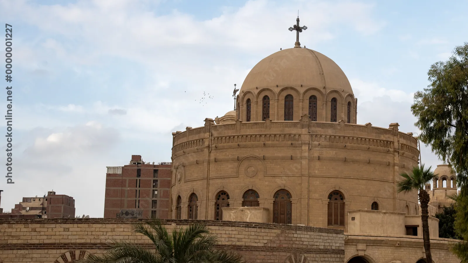 Cairo, Egypt - Feb 5, 2024: Church of St. George, a Greek Orthodox church located within the ancient Babylon Fortress in Coptic Cairo, Egypt.