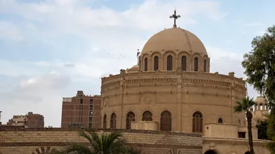 Cairo, Egypt - Feb 5, 2024: Church of St. George, a Greek Orthodox church located within the ancient Babylon Fortress in Coptic Cairo, Egypt.