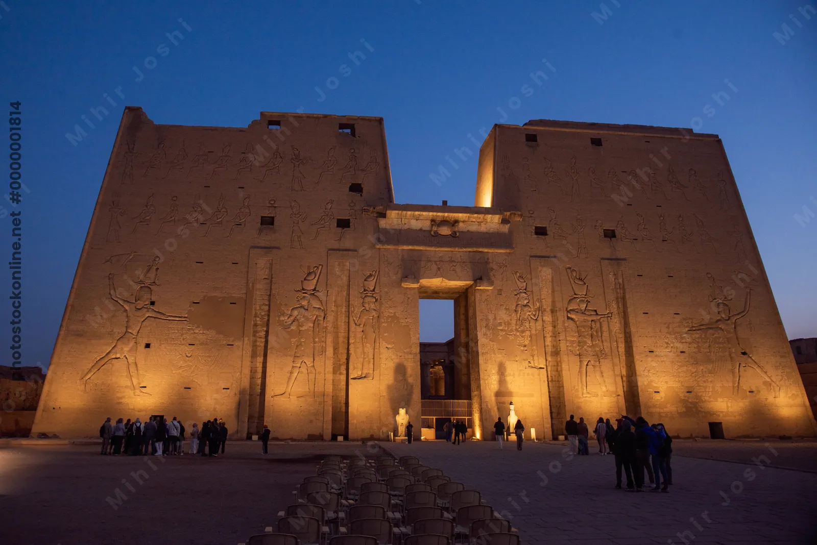 Temple of Edfu illuminated at dawn - golden light