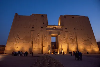 Temple of Edfu illuminated at dawn - golden light