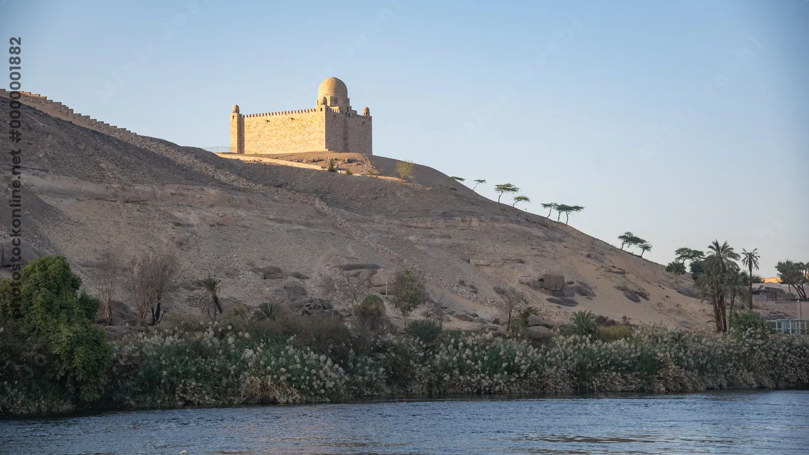 The Mausoleum of Aga Khan sits atop a desert hill