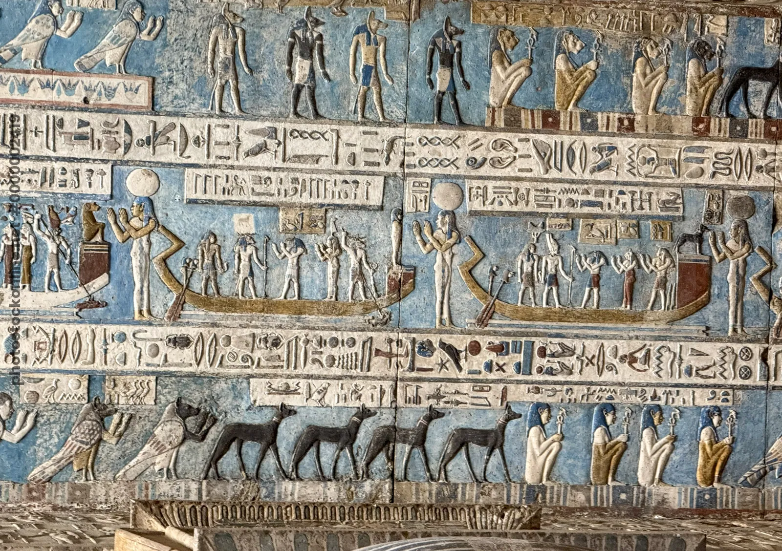 Astronomical ceiling with painted deities and bar