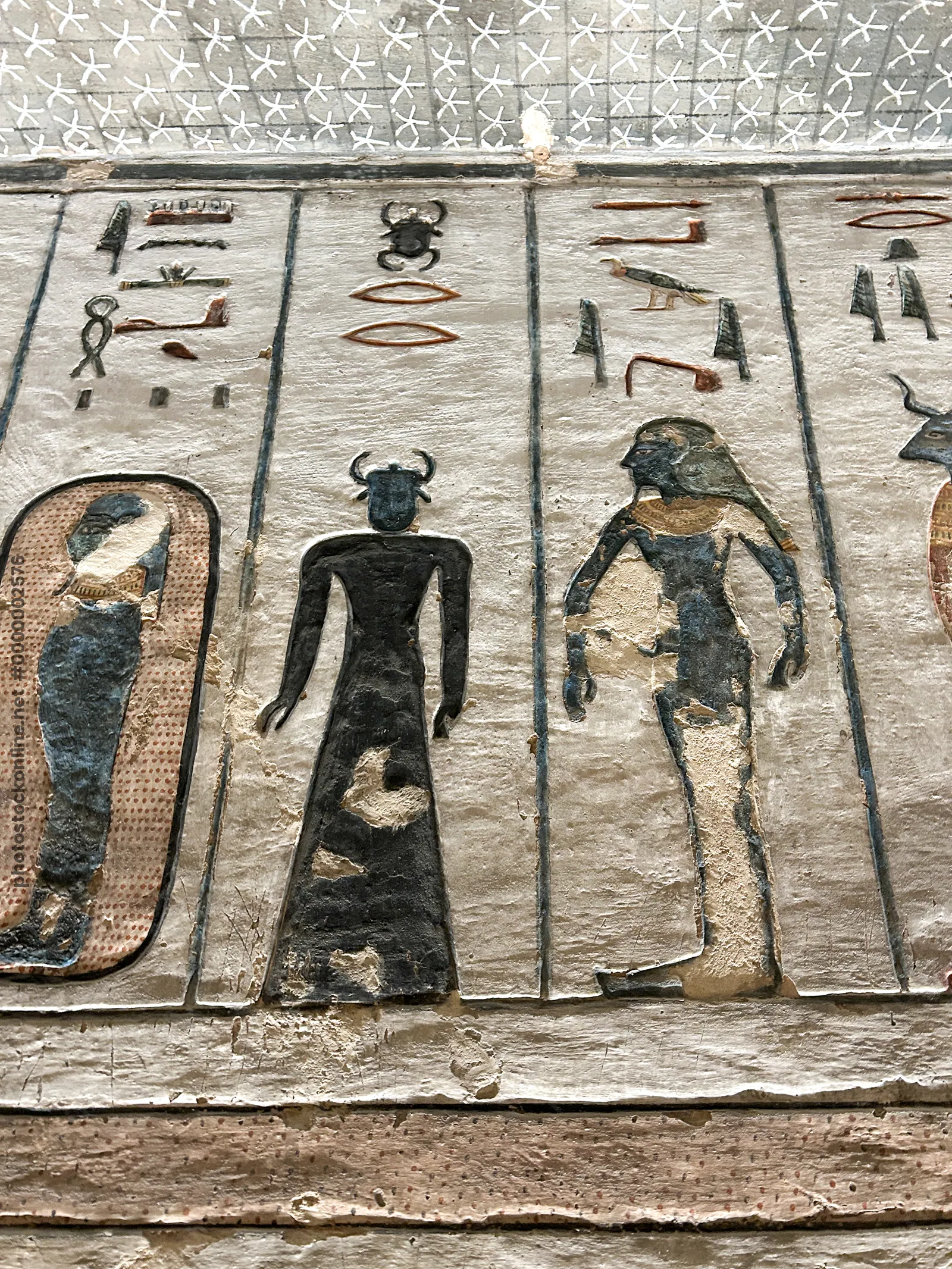 Relief of Khepri with deities in Valley of the Kings tomb
