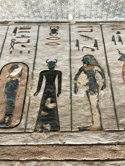 Relief of Khepri with deities in Valley of the Kings tomb