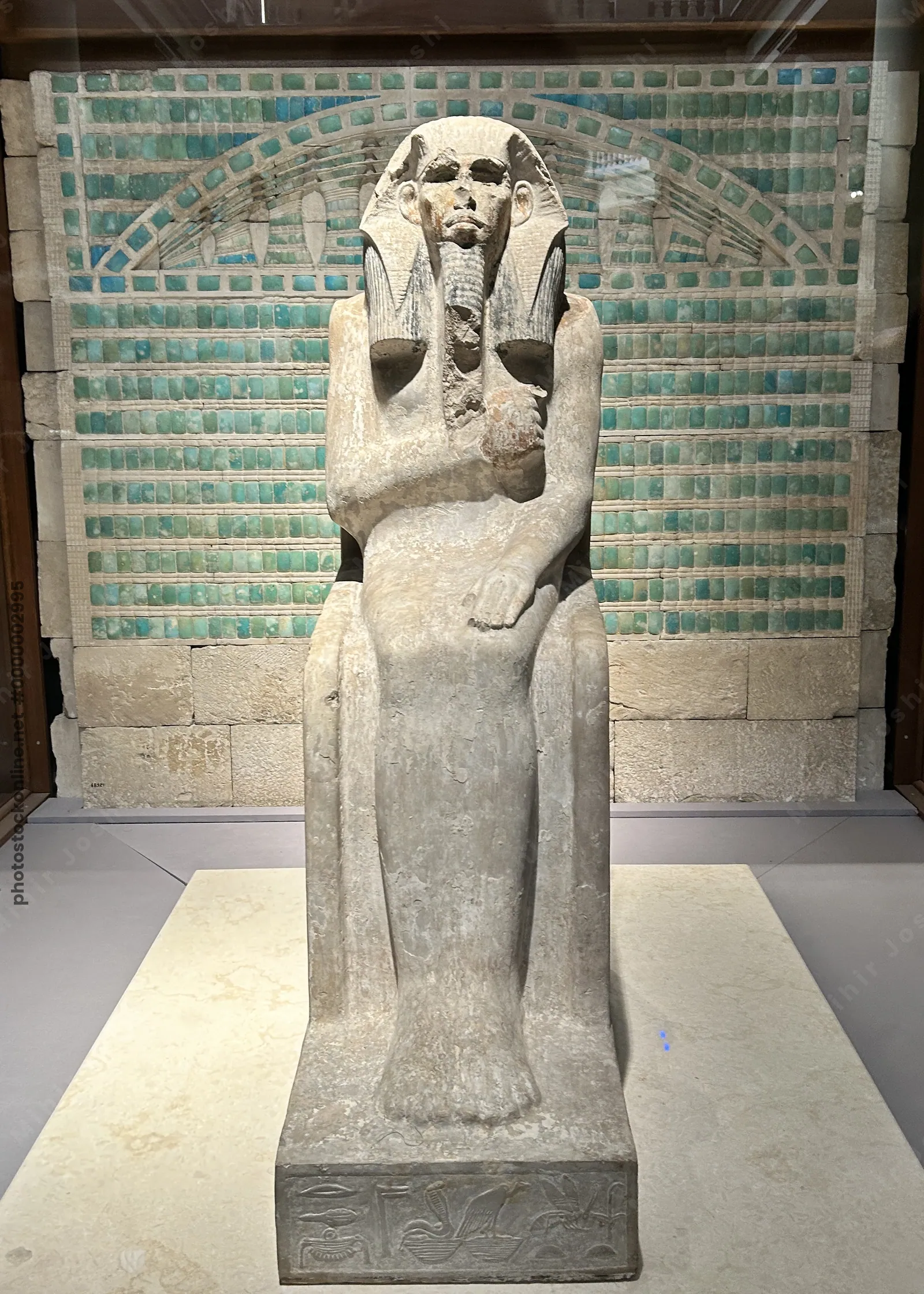 Statue representing King Djoser, the first ruler of the Third Dynasty and owner of the Step Pyramid on display at egyptian museum in cairo