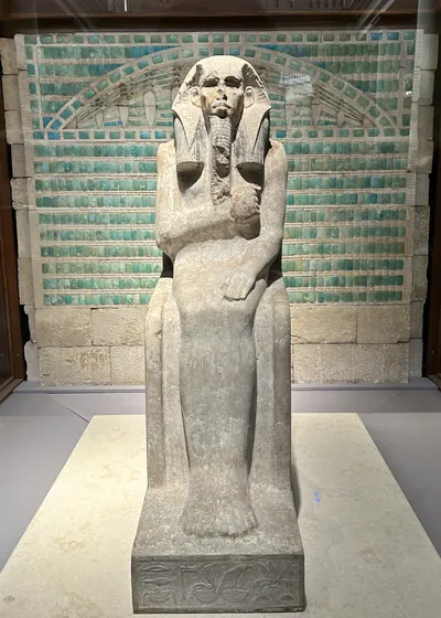 Statue representing King Djoser, the first ruler of the Third Dynasty and owner of the Step Pyramid on display at egyptian museum in cairo