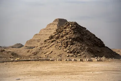 Pyramid of Userkaf with the Step Pyramid of Djose