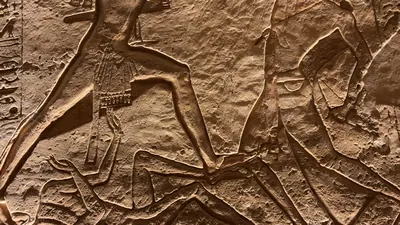 Ramesses II smiting scene relief at Abu Simbel, Egypt