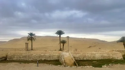 Entrance to the Valley Temple of Unas at Saqqara, Egypt, dating to the Fifth Dynasty, 2375-2345 BCE.