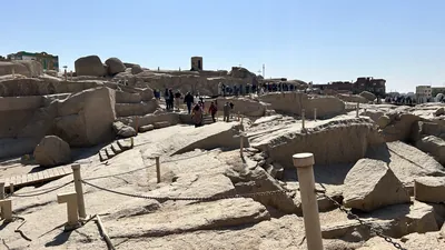 The largest known ancient obelisk, still unfinished, at the northern stone quarries in Aswan, Egypt.