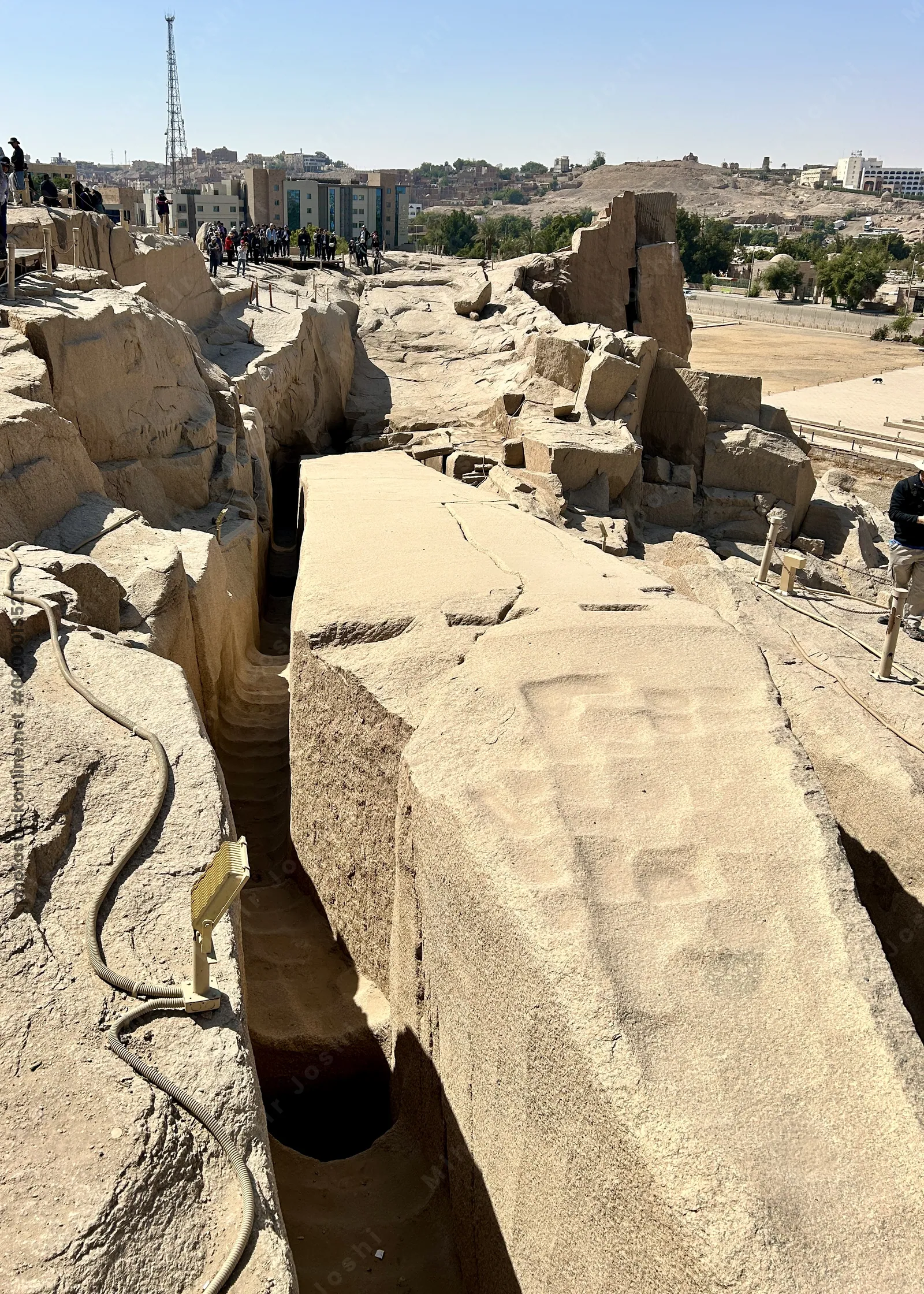The largest known ancient obelisk, still unfinished, at the northern stone quarries in Aswan, Egypt.