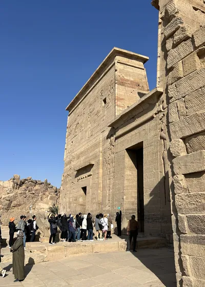 Ancient Temple of Isis, originally from Philae Island, now relocated to Agilkia Island, Aswan, Egypt.