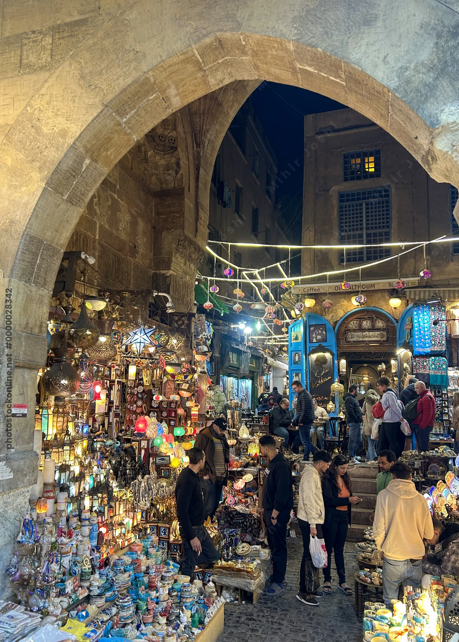 Night market at Khan al-Khalili Bazaar in Cairo, Egypt