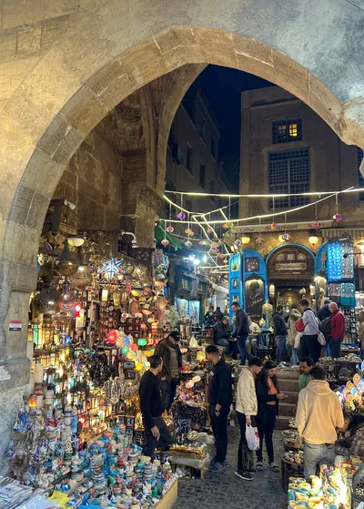 Night market at Khan al-Khalili Bazaar in Cairo, Egypt