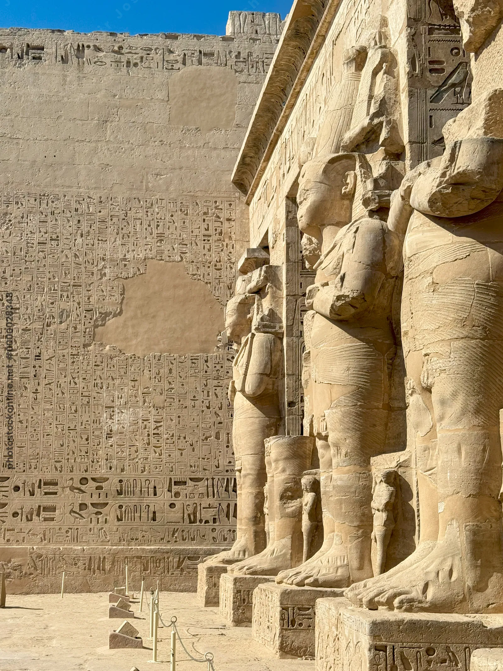 Osirid statues of Ramses III at Medinet Habu Temple in Luxor, Egypt