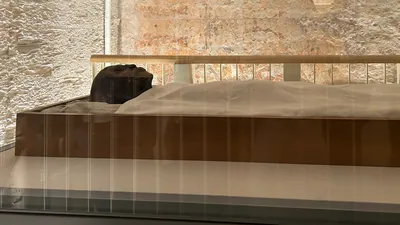 Luxor, Egypt - Feb 11, 2025: Mummy of Pharaoh Tutankhamun in his original tomb (KV62), Valley of the Kings, Luxor, Egypt.