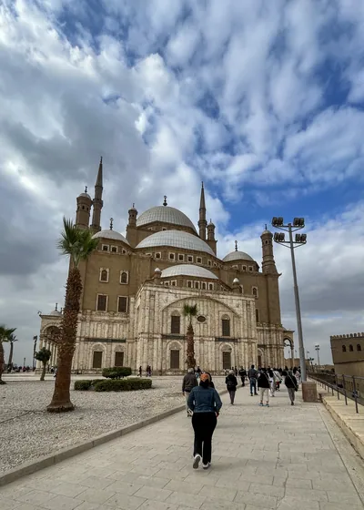 The historic Mosque of Muhammad Ali, a prominent Ottoman-era landmark in the Cairo Citadel, Egypt, known for its grand domes and minarets.