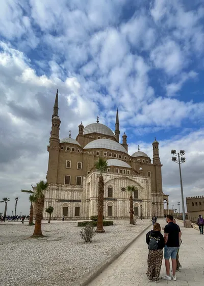 The historic Mosque of Muhammad Ali, a prominent Ottoman-era landmark in the Cairo Citadel, Egypt, known for its grand domes and minarets.