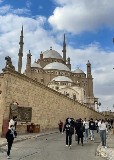 The historic Mosque of Muhammad Ali, a prominent Ottoman-era landmark in the Cairo Citadel, Egypt, known for its grand domes and minarets.