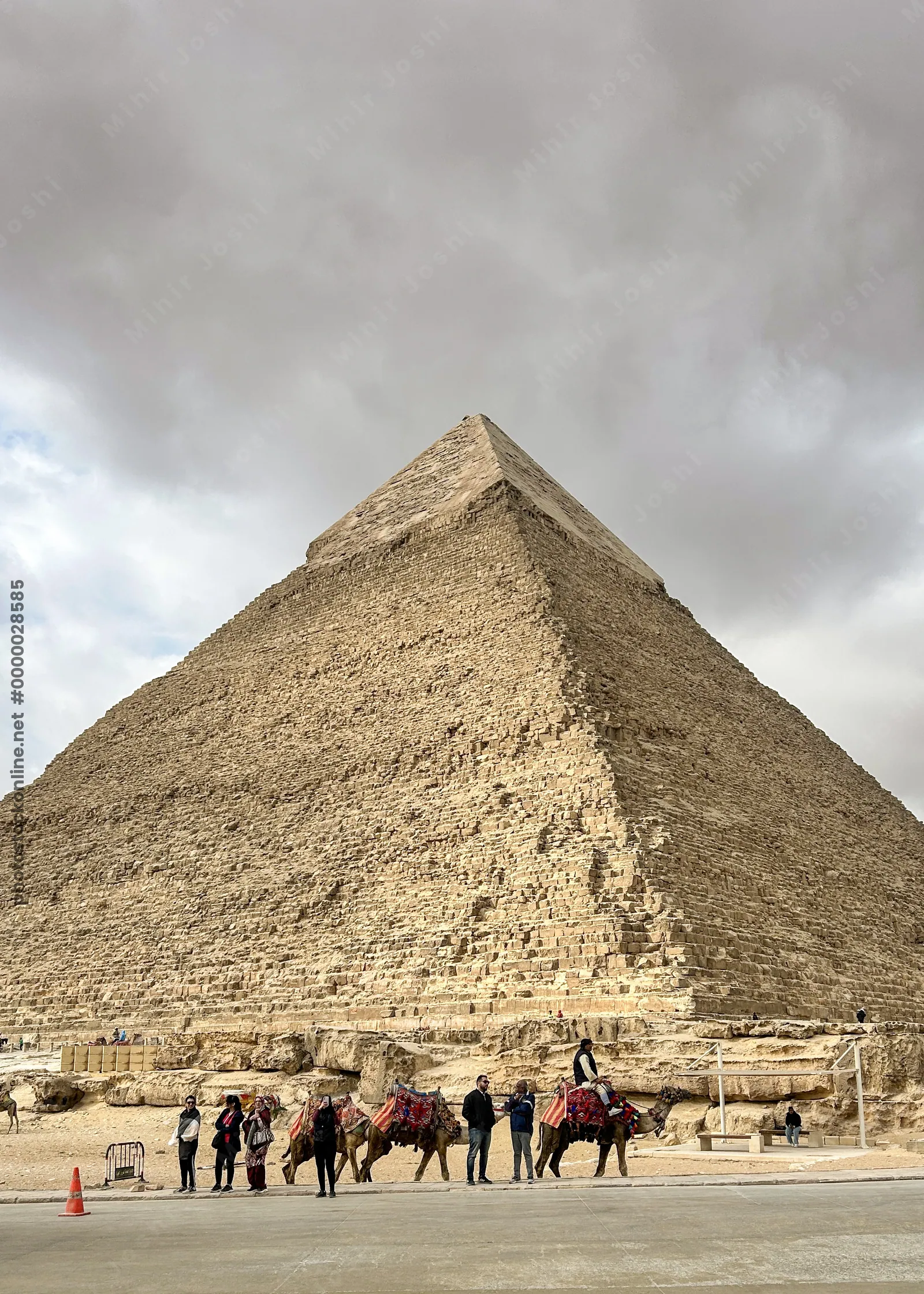 Pyramid of Khafre, the second tallest pyramid at Giza, with remnants of its original casing, near Cairo, Egypt.