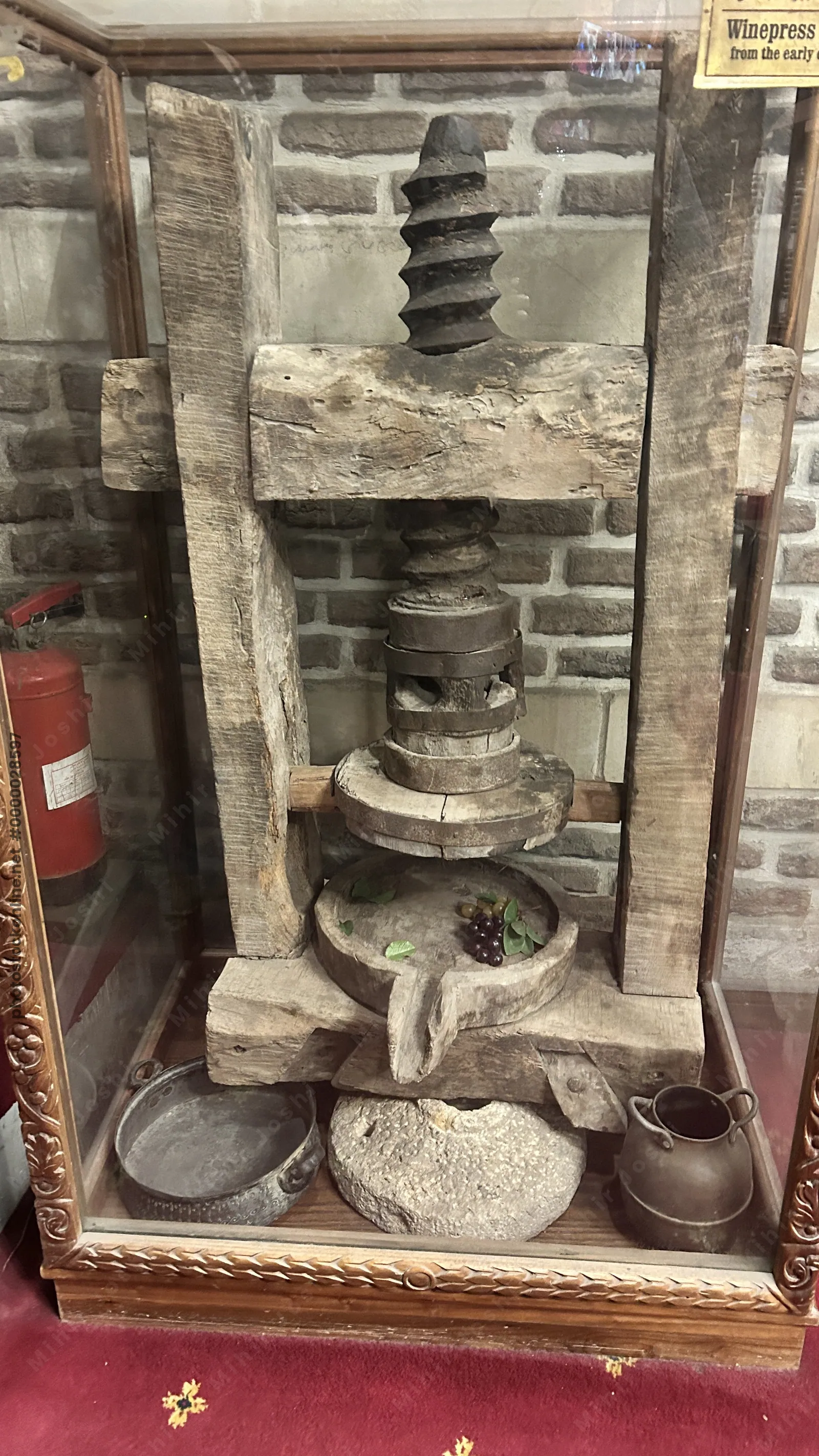 Old winepress displayed inside Saints Sergius and Bacchus Church, one of the oldest Christian churches in Cairo, Egypt