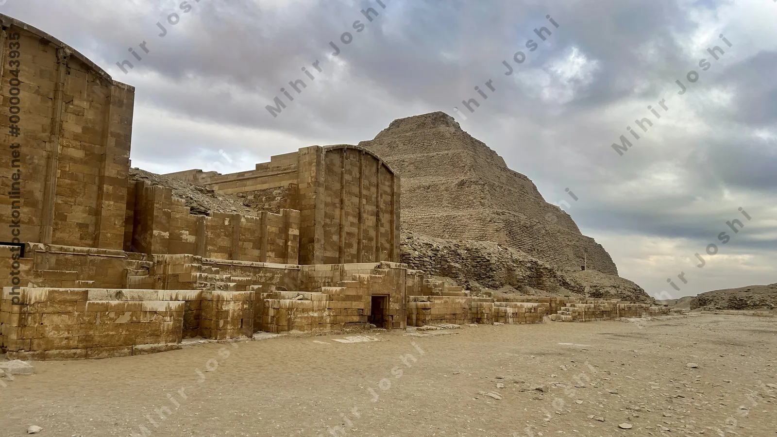 Saqqara, Egypt - Feb 5, 2025: The Step Pyramid of Djoser at Saqqara, Egypt an ancient architectural marvel from Egypt's Old Kingdom period.