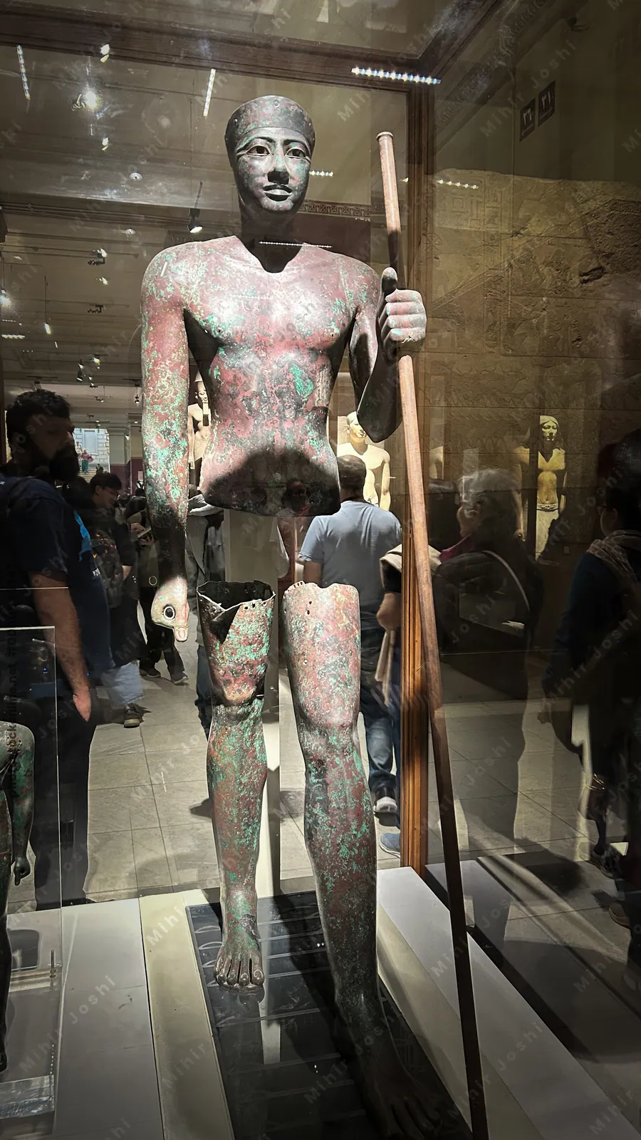 Cairo, Egypt -  Feb 4, 2025: Copper statue of Pharaoh Pepi I Meryre, ruler of Egypt's Sixth Dynasty, displayed at the Egyptian Museum in Cairo.