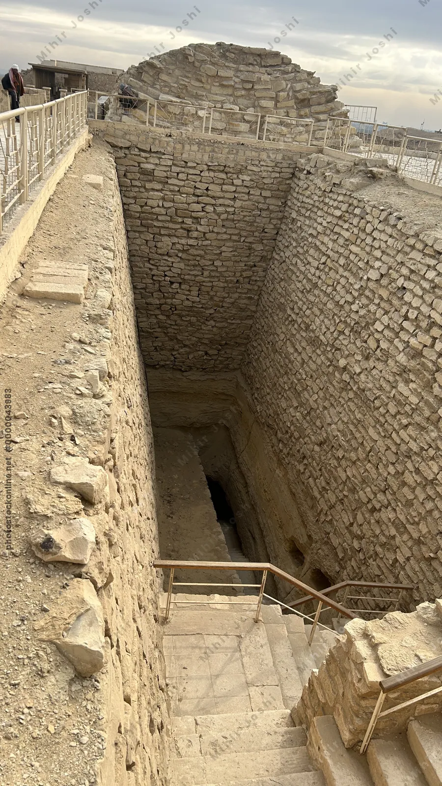 Saqqara, Egypt - Feb 5, 2024: Stairs in the South part of the Pyramid of Djoser at Saqqara