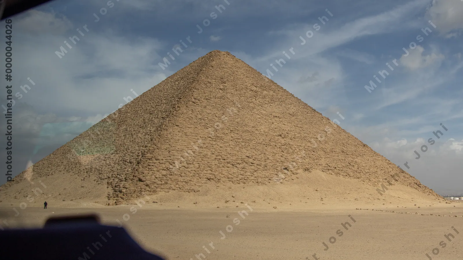 Dahshur, Egypt - Feb 5, 2024: The Red Pyramid, also known as the North Pyramid, is the largest pyramid at Dahshur, built by Pharaoh Sneferu during Old Kingdom.