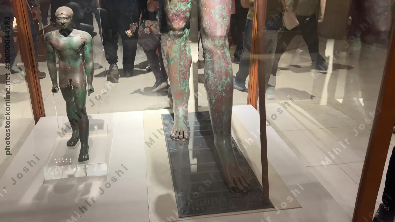 Cairo, Egypt - Feb 4, 2024: Copper statue of Pharaoh Pepi I Meryre, ruler of Egypt's Sixth Dynasty, displayed at the Egyptian Museum in Cairo.