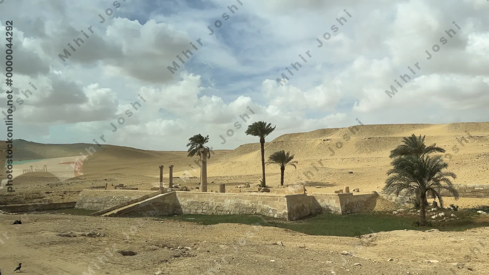 Saqqara, Egypt - Feb 5, 2024: Entrance to the Valley Temple of Unas at Saqqara, Egypt, dating to the Fifth Dynasty, 2375-2345 BCE.