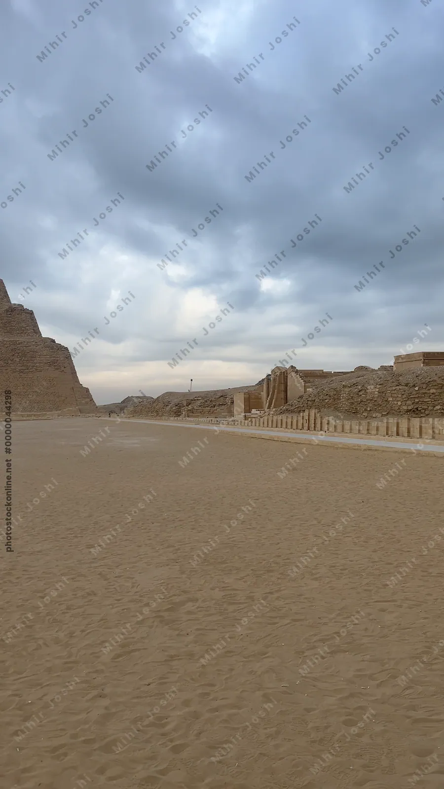 Saqqara, Egypt - Feb 5, 2024: The Step Pyramid of Djoser at Saqqara, Egypt an ancient architectural marvel from Egypt's Old Kingdom period.