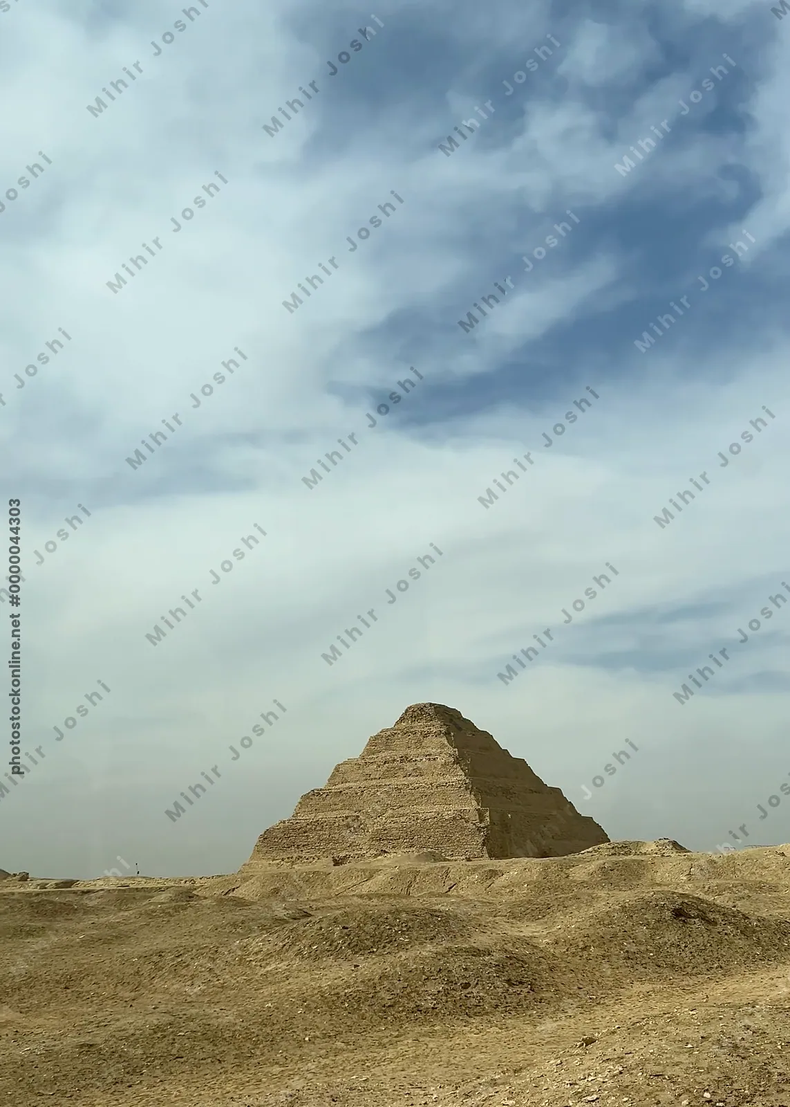 Saqqara, Egypt - Feb 5, 2024: The Step Pyramid of Djoser at Saqqara, Egypt an ancient architectural marvel from Egypt's Old Kingdom period.