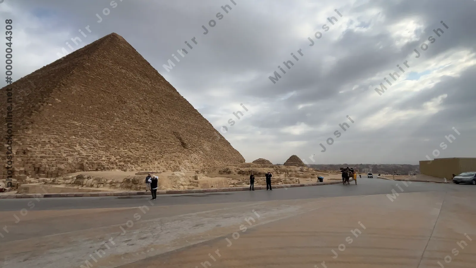 Giza, Egypt - Feb 5, 2025: The iconic Great Pyramid of Giza, the oldest and largest of the three pyramids in the Giza pyramid complex, near Cairo, Egypt.