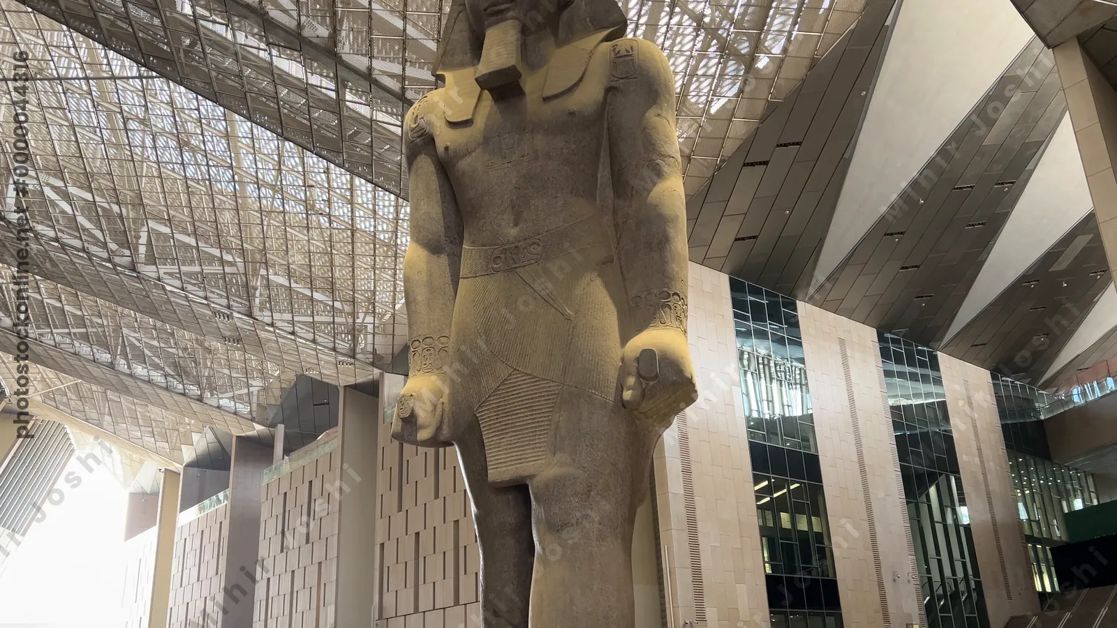Giza, Egypt - Feb 6, 2025: Ramses II from The Grand Egyptian Museum, New Giza Museum, the largest archaeological museum in the world, near the Giza pyramid complex