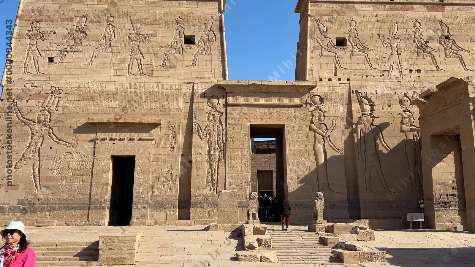 Agilkia, Egypt - Feb 7, 2024: Temple of Isis, originally on Philae Island, now relocated to Agilkia Island, Aswan, Egypt