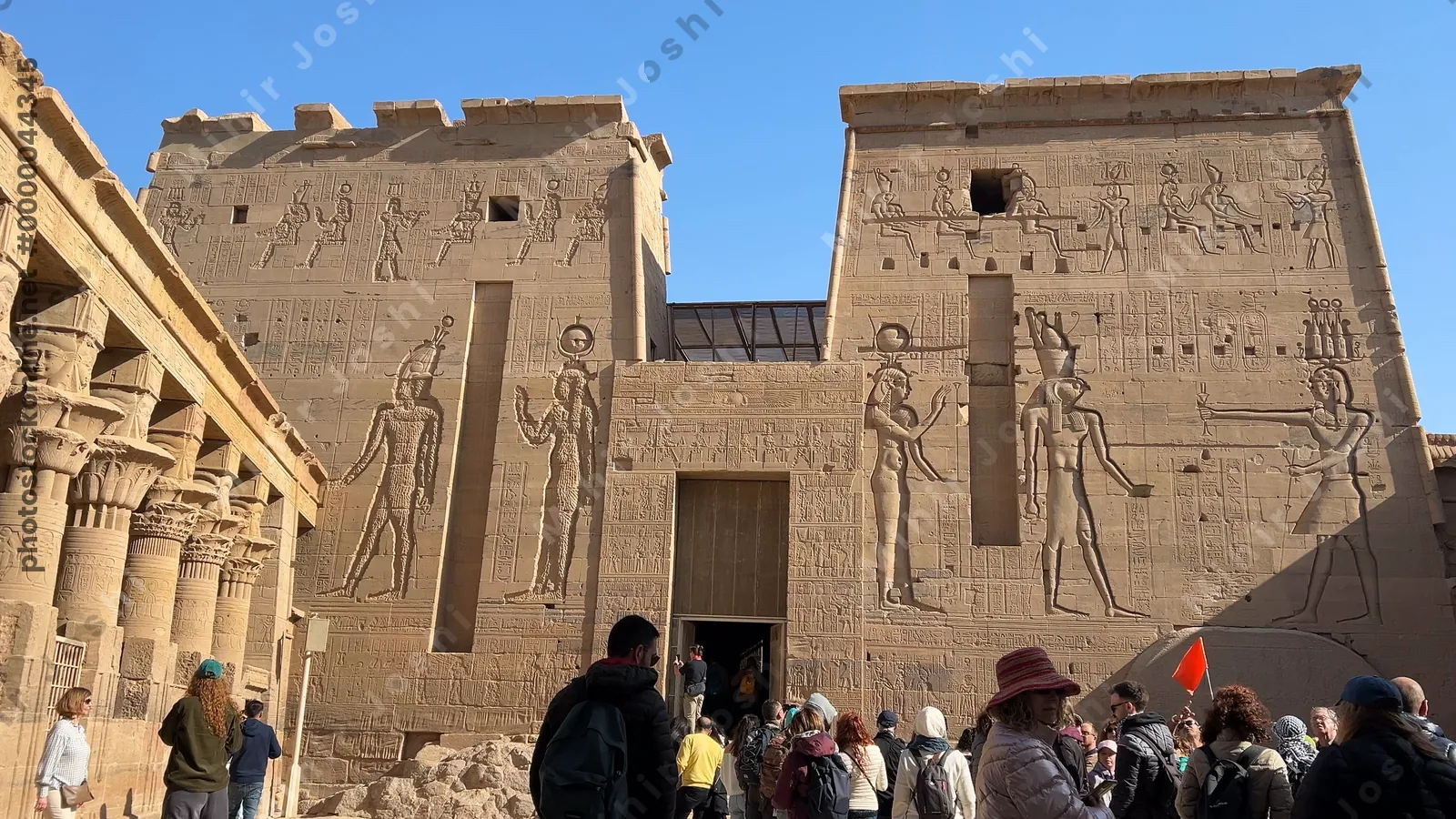 Agilkia, Egypt - Feb 7, 2024: Temple of Isis, originally on Philae Island, now relocated to Agilkia Island, Aswan, Egypt