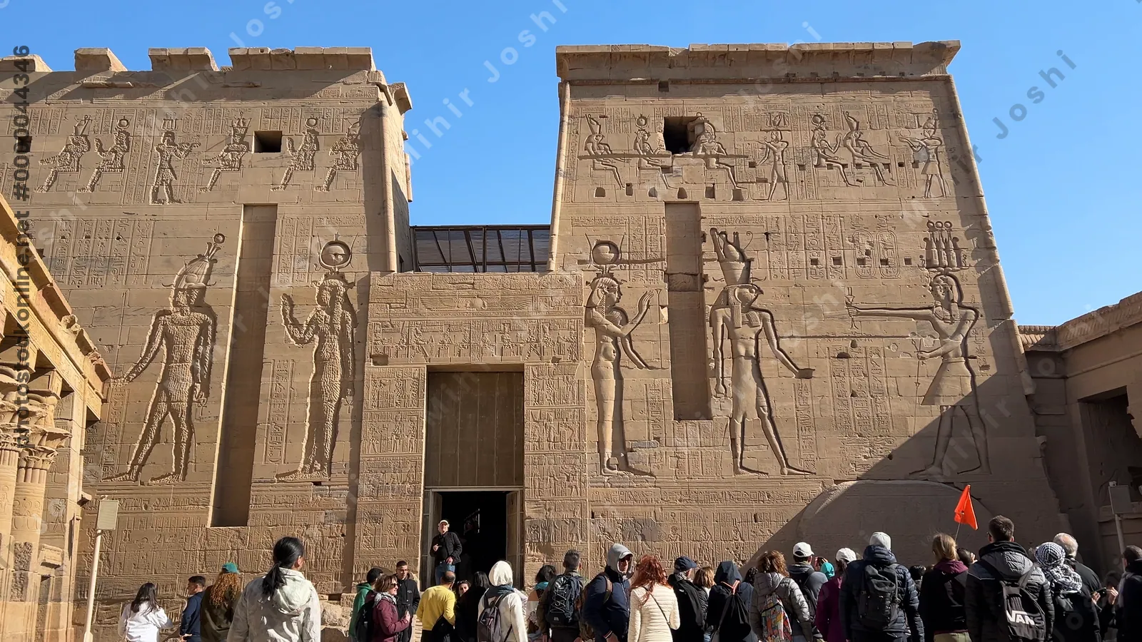 Agilkia, Egypt - Feb 7, 2024: Temple of Isis, originally on Philae Island, now relocated to Agilkia Island, Aswan, Egypt