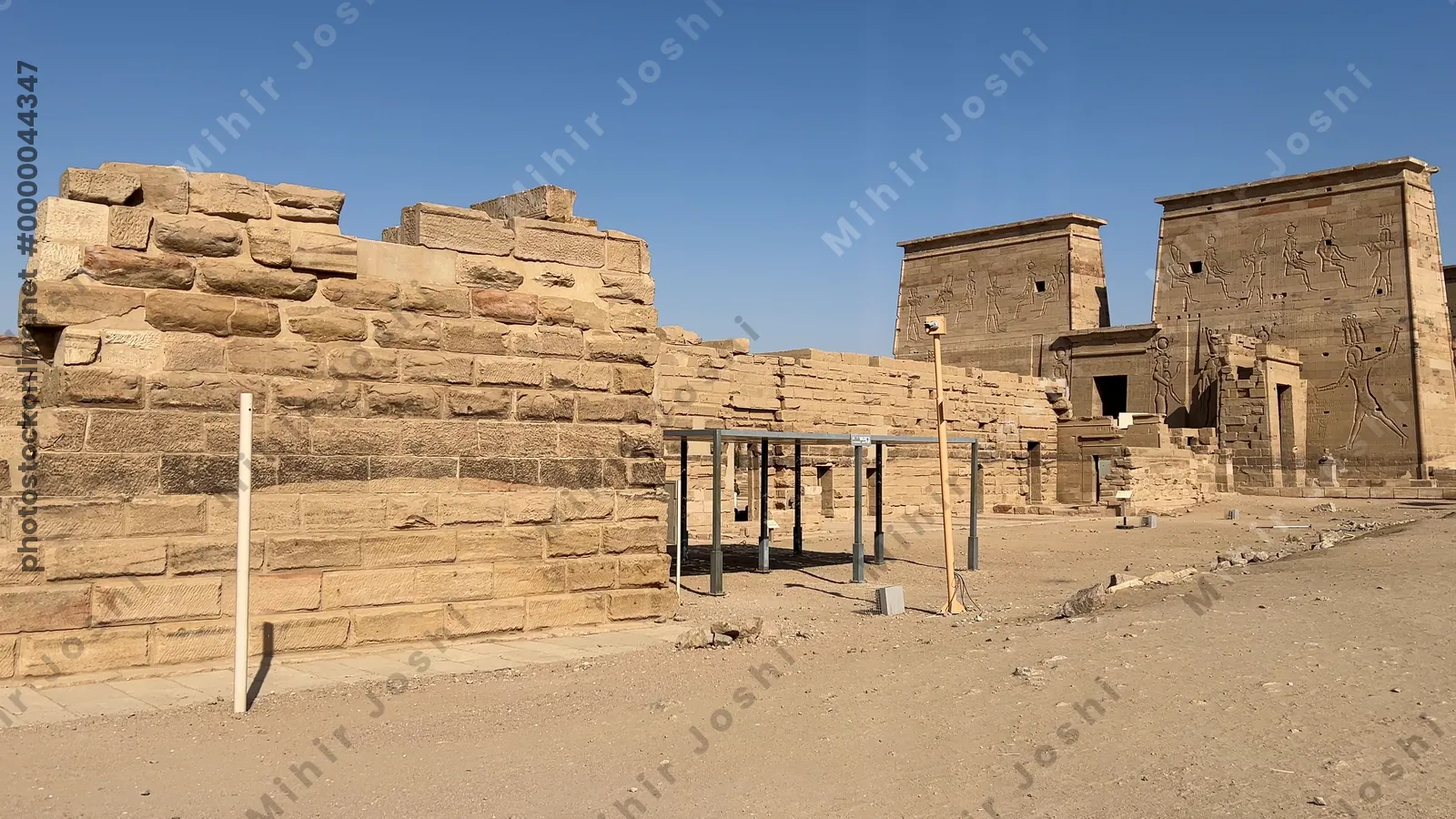 Agilkia, Egypt - Feb 7, 2024: Temple of Isis, originally on Philae Island, now relocated to Agilkia Island, Aswan, Egypt