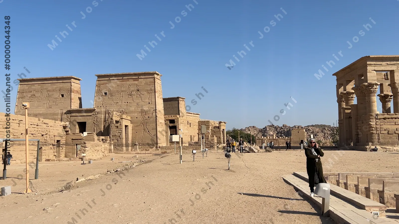 Agilkia, Egypt - Feb 7, 2024: Temple of Isis, originally on Philae Island, now relocated to Agilkia Island, Aswan, Egypt