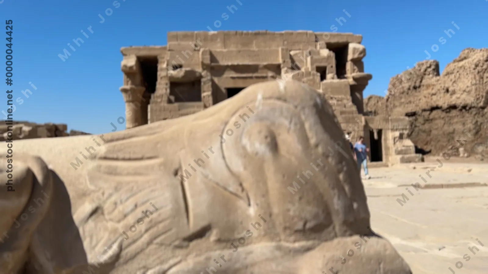 Dendera, Egypt - Feb 10, 2025: View of the Temple of the Mammisi, or Birth House, at the Dendera Temple complex in Egypt, with ancient carvings and stone architecture.